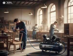 Детальніше про статтю Невидимий двигун досконалості: Як повітряні компресори творять меблеву магію ✨
