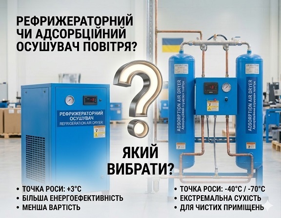 Детальніше про статтю Рефрижераторний чи адсорбційний осушувач повітря: різниця, принципи роботи та критерії вибору
